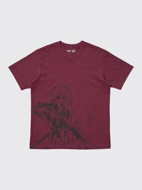 Uniqlo Rurouni Kenshin Manga T Shirt Wine movie flim Japan anime US L Large